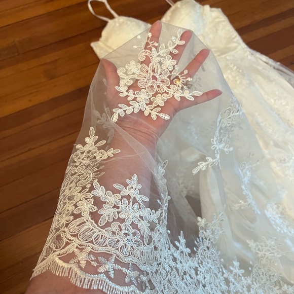 Lulus My Darling Daydreamer White Lace Bustier Midi Dress! - Picture 3 of 4